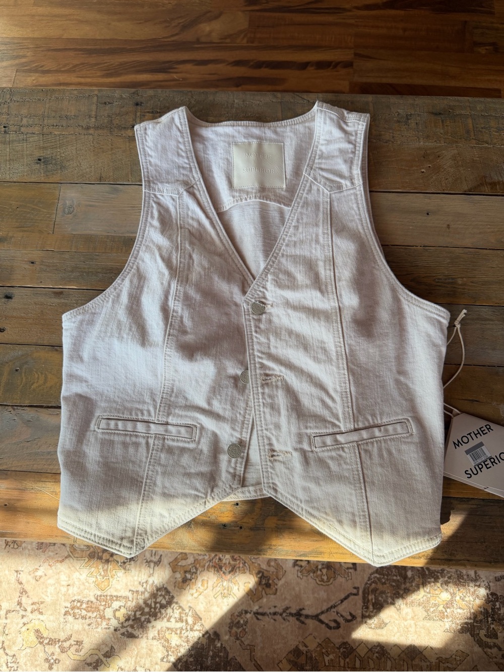 MOTHER Cream Button-Front Utility Vest